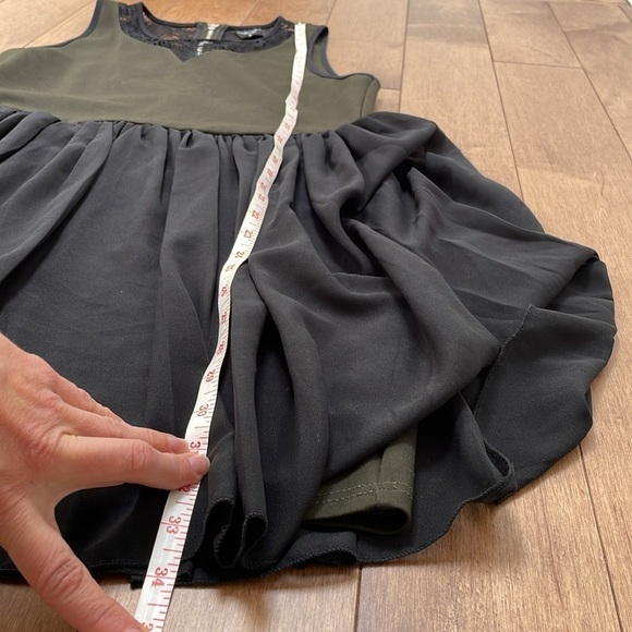 Against Nudity lace tulle pleated skirt dress sleeveless, olive green size S/M/L - Picture 15 of 16